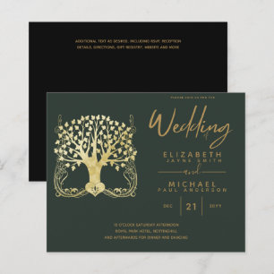 Modern Gold Tree of Life Budget Wedding Invites