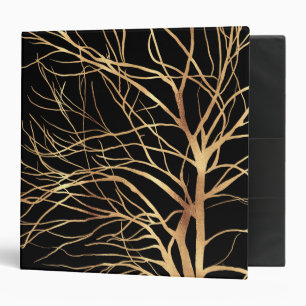 Modern Gold Tree Silhouette Minimal Black Design C Binder
