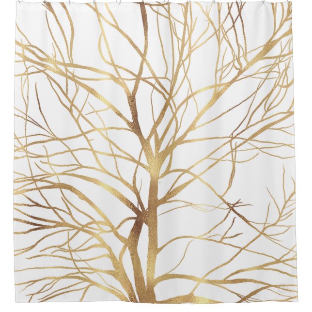 Modern Gold Tree Silhouette Minimal White Design (Front)