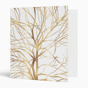 Modern Gold Tree Silhouette Minimal White Design Binder