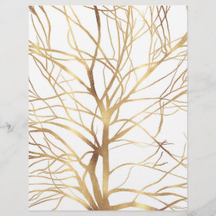 Modern Gold Tree Silhouette Minimal White Design Letterhead