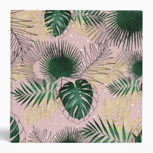 Modern gold tropical leaves and doddles design binder