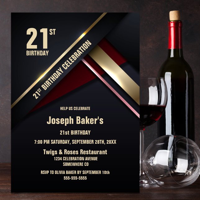 Modern Gold Type 21st Birthday Party Invitation (Creator Uploaded)