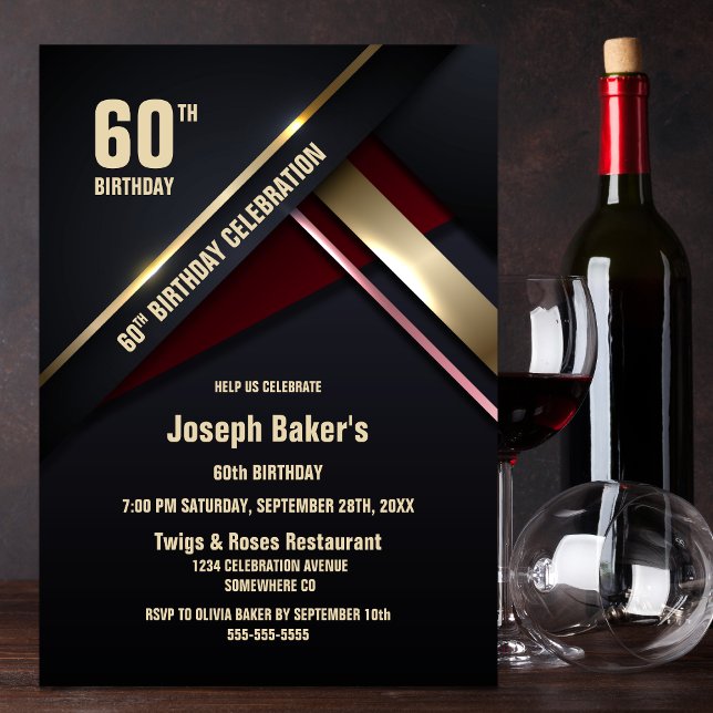 Modern Gold Type 60th Birthday Party Invitation (Creator Uploaded)