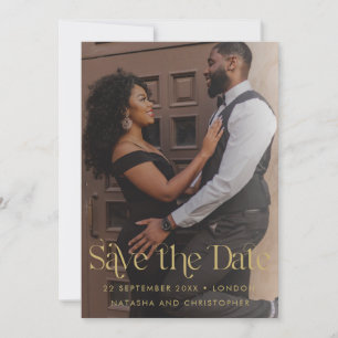 Modern Gold Typography Photo Save The Date