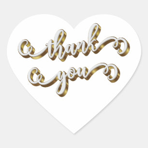 Modern Gold Typography Thank You  Heart Sticker
