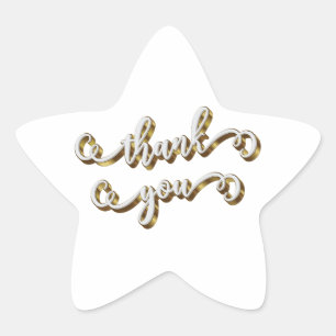 Modern Gold Typography Thank You  Star Sticker