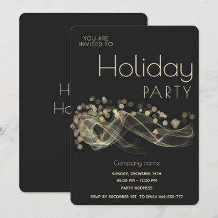 Modern Gold wavy bokeh corporate Holiday party  Invitation