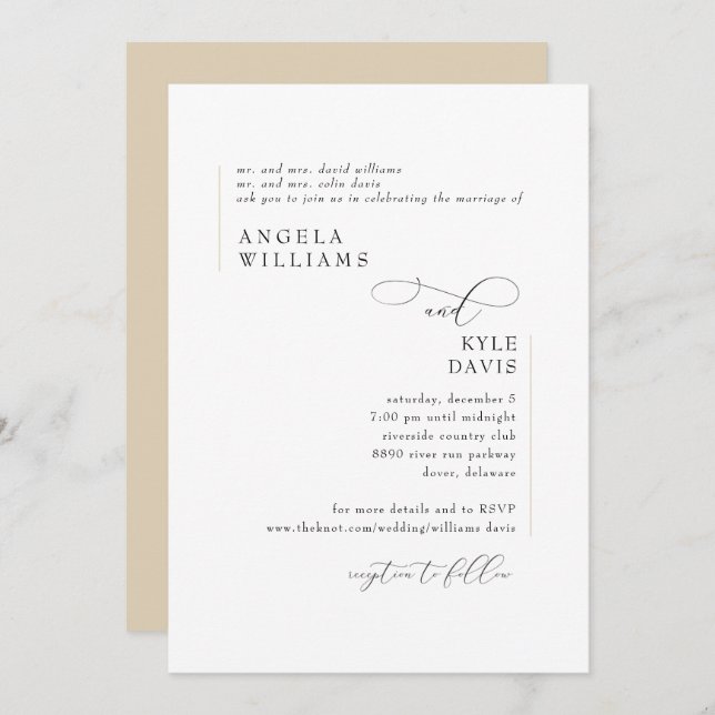 Modern Gold Wedding Invitation (Front/Back)