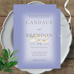 Modern Gold Wedding Rings Periwinkle Wedding Invitation