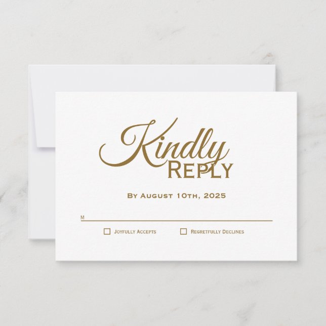 Modern Gold Wedding RSVP Card (Front)