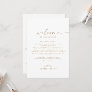 Modern Gold Wedding Welcome Letter & Itinerary