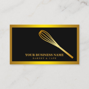 Modern Gold Whisk Bakery Business Card