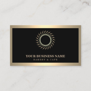 Modern Gold Whisk Fork Bakery Business Card