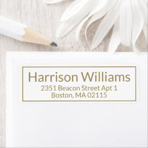 Modern gold white Border Custom return address