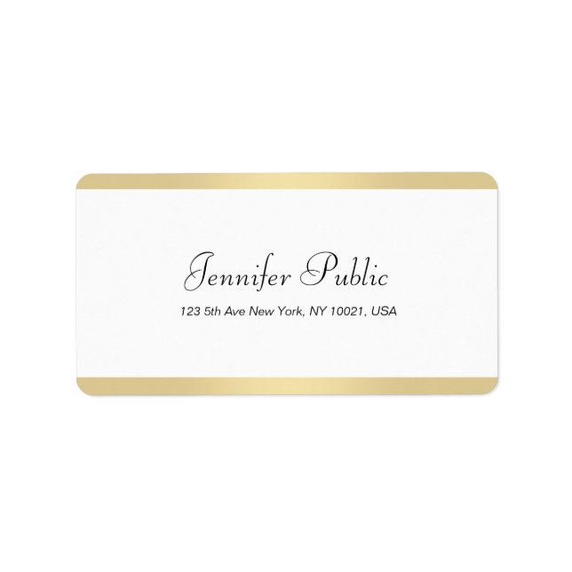 Modern Gold White Chic Hand Script Elegant Simple Label (Front)