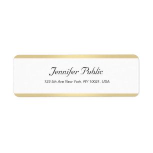 Modern Gold White Chic Hand Script Simple Elegant