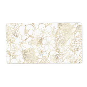 Modern Gold White Floral Doodles line art