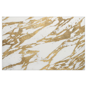 Modern Gold White Marble Stone Chic Pattern Fabric