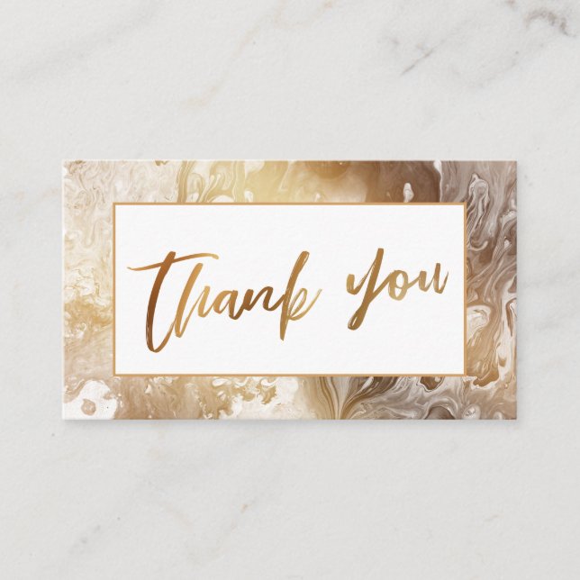 Modern Gold & White Marbled Thank You Enclosure Card (Front)