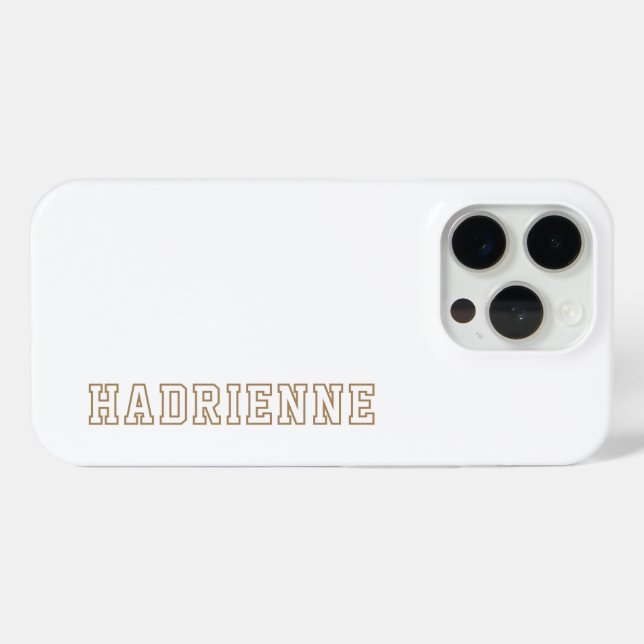 Modern Gold White Monogram Outline Name Case-Mate iPhone Case (Back (Horizontal))