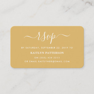 Modern Gold & White Simple Script RSVP Enclosure Card