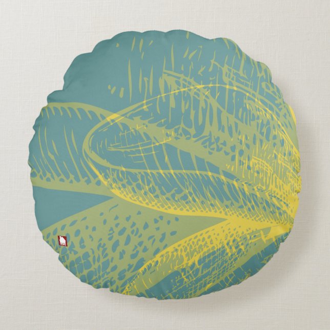 Modern  Goldden Flower Paint 1 by RD Round Pillow (Front)