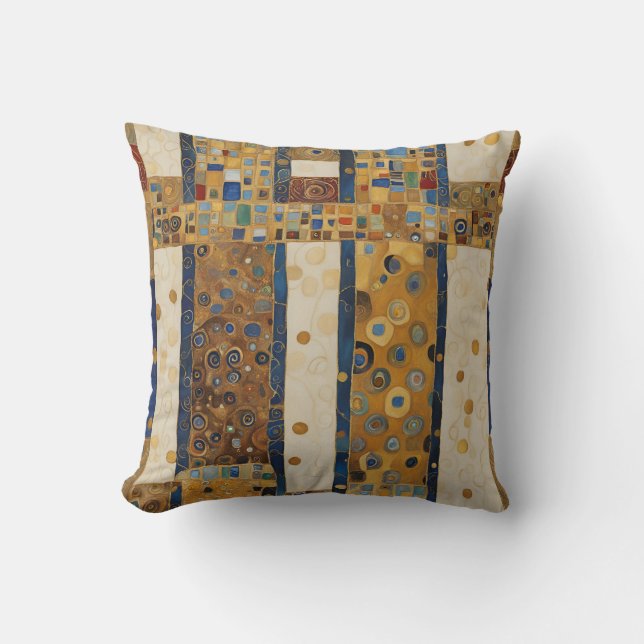 Modern Golden Abstract Throw Pillow (Front)