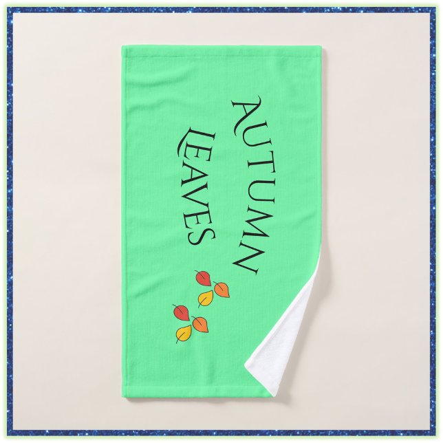 Modern Golden and Green Autumn Leaves Hand Towel (Creator Uploaded)