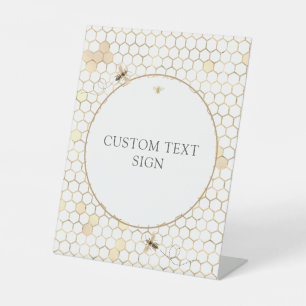 Modern Golden Bee Custom Text Sign