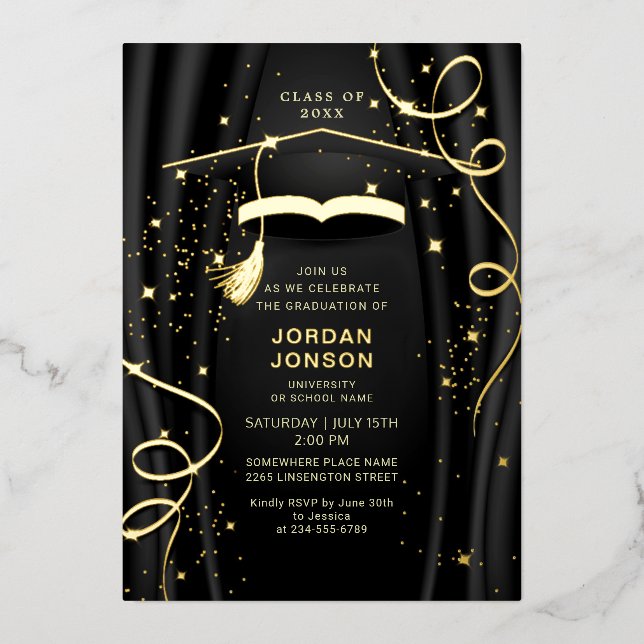 Modern Golden Black Graduation Party Gold (Front)