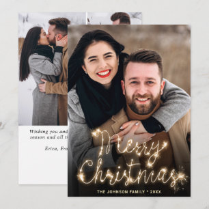 Modern Golden Christmas 4 PHOTO Greeting Holiday Card