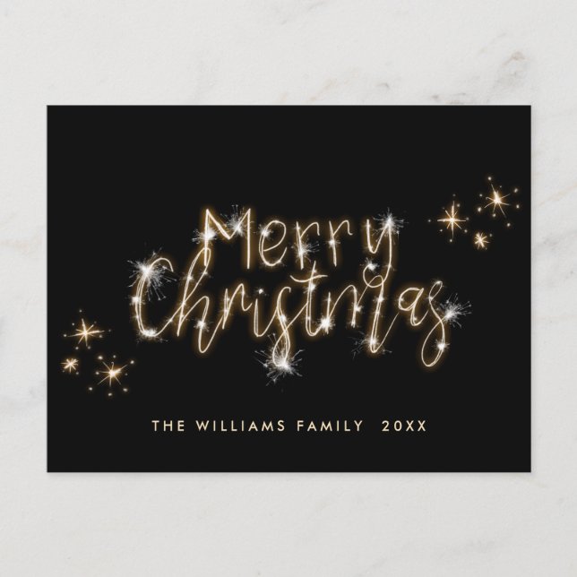 Modern Golden Christmas Greeting Holiday Postcard (Front)