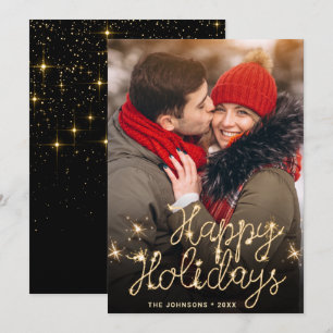 Modern Golden Christmas PHOTO Greeting Holiday Card