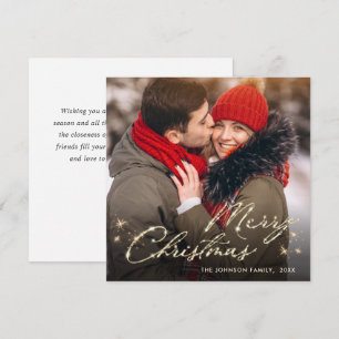 Modern Golden Christmas PHOTO Greeting Holiday Card