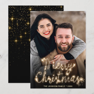 Modern Golden Christmas PHOTO Greeting Holiday Card