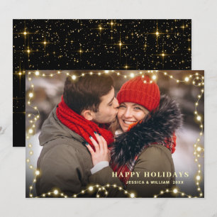 Modern Golden Christmas PHOTO Greeting Holiday Card