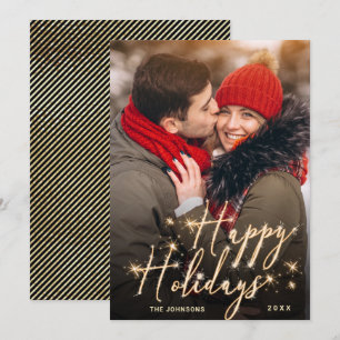 Modern Golden Christmas PHOTO Greeting Holiday Card