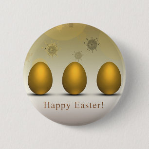 Modern Golden Easter Eggs 2 Inch Round Button