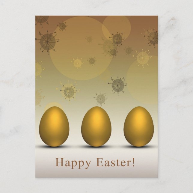 Modern Golden Easter Eggs Holiday Postcard (Front)