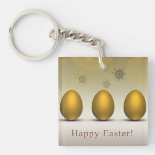 Modern Golden Easter Eggs Keychain