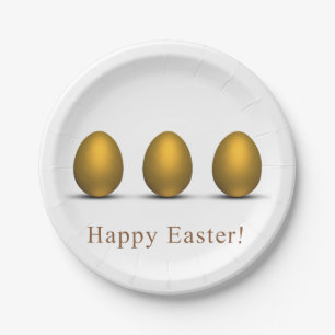 Modern Golden Easter Eggs Paper Plate