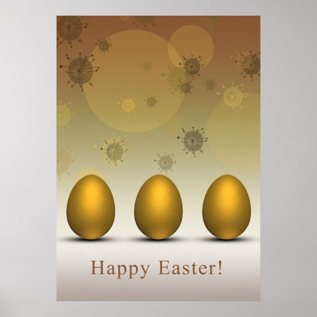 Modern Golden Easter Eggs Poster (Front)