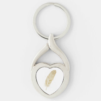 Modern Golden Feather Aesthetic - Unique Personali Keychain