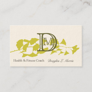 Modern Golden Ginkgo Professional Monogram Business Card