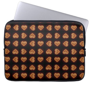 Modern Golden Heart on Burgundy Background Laptop Sleeve