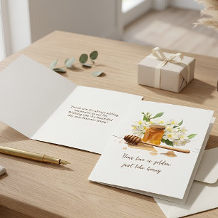 Modern Golden Honey & Floral Editable Mom Greeting Card