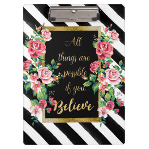 Modern golden inspirational quote clipboard