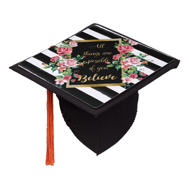 Modern golden inspirational  quote graduation cap topper (Angled)