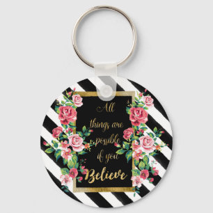 Modern golden inspirational  quote keychain
